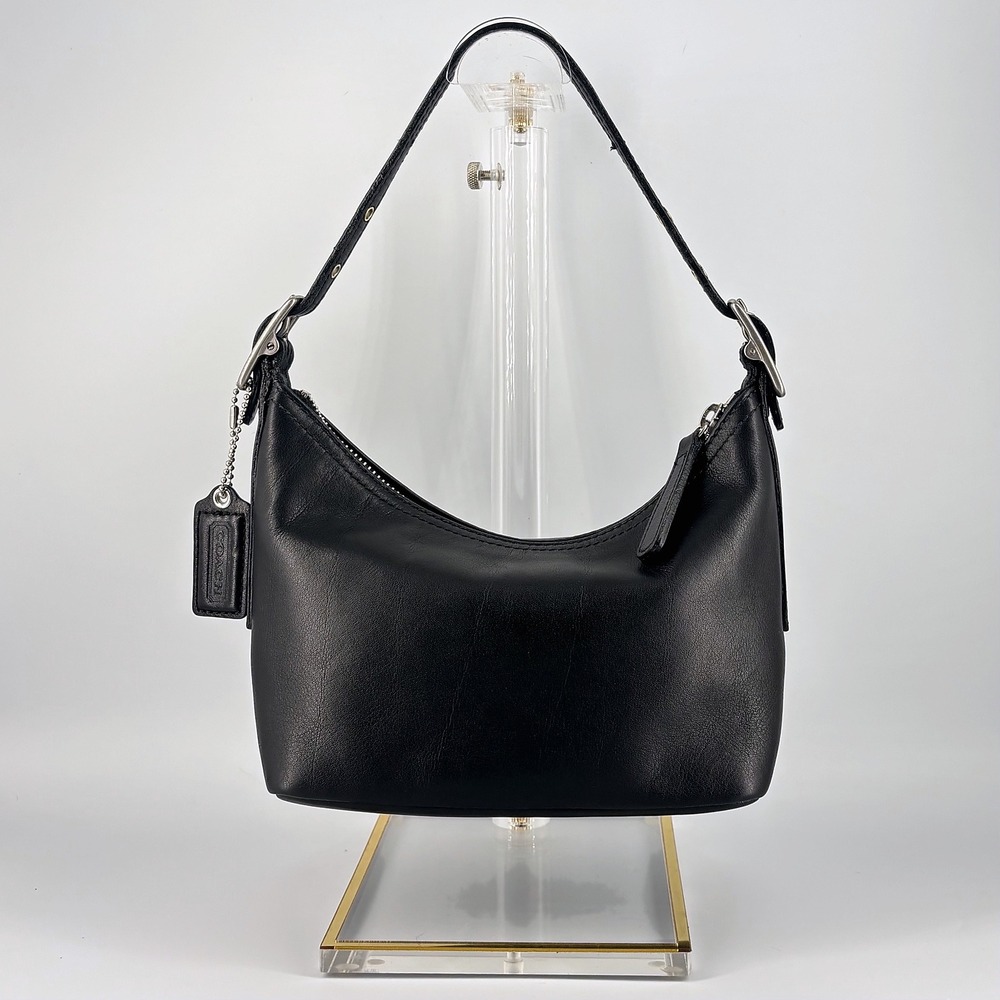 Y2K Coach Black Leather Shoulder Bag | Demi Baguette Mini Purse w/ Hangtag